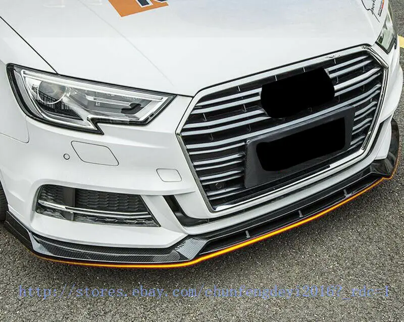 Для Audi A3 S3 спортивный седан 4-дверь углеродного волокна передний бампер спойлер комплект из 3 предметов