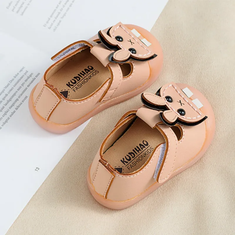 Spring and Autumn Baby Girls First Walkers Shallow Cartoon Baby First Walkers Soft Botton Leather Toddler Princess Shoes