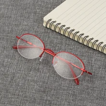 1 шт., металлические овальные очки с половинной оправой для женщин, ультра-светильник, Гибкие портативные очки Для Ухода За Зрением-1,00~-6,0 диоптрий