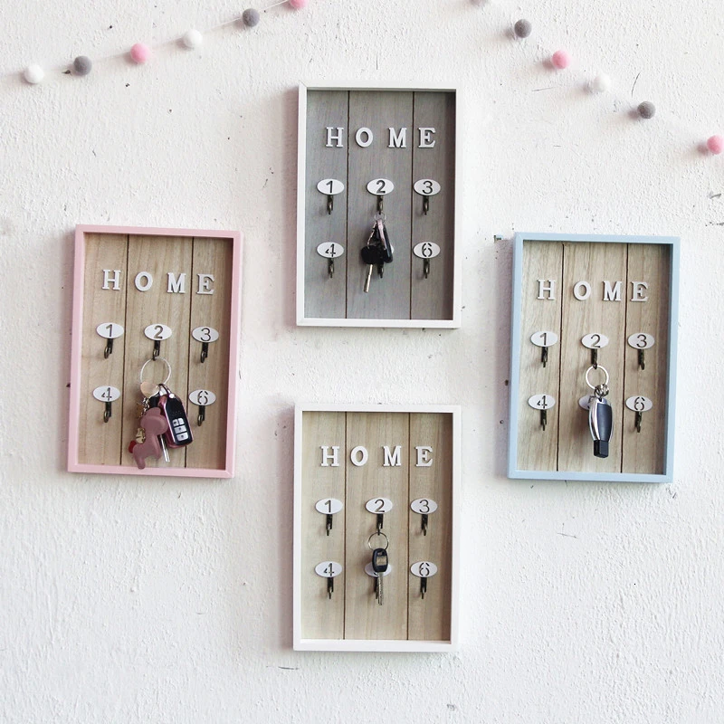 Multi-purpose Home Wall Decor Handmade Wooden key Hook Cargo Storage Box Wall Coat Keys Bags Clothes Hanging Hook Storage Holder