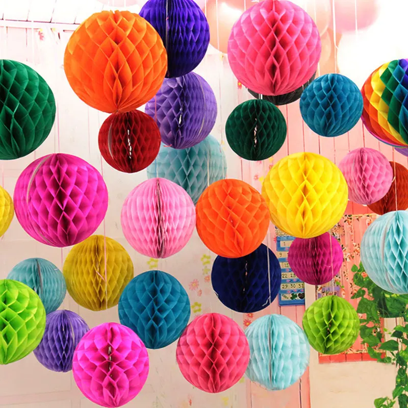 

1 pcs 4 -12 inch Colorful paper ball valentine's day/ kids birthday party Flag Wedding hang Pennants Banner Decor Supplies flags