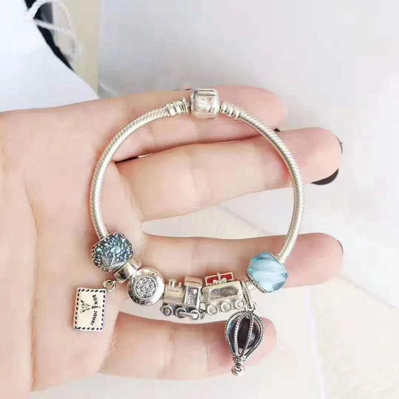 

Keris Store High Quality 1:1 100%925 Sterling Silver Train Hot Air Balloon Design Bracelet Free Shipping