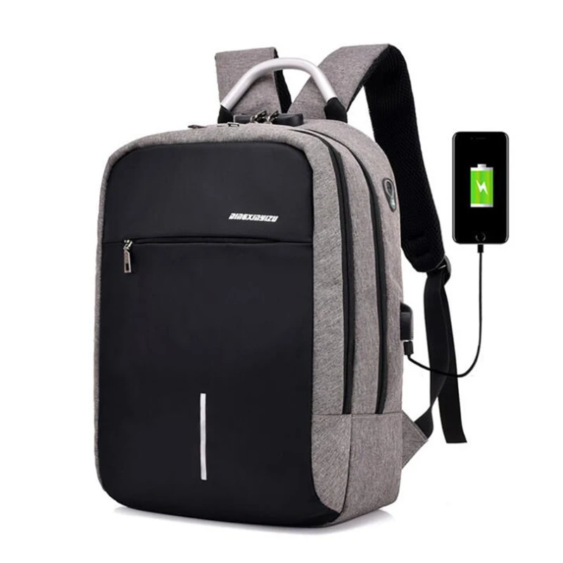 UOSC Men Multifunction Anti Theft Backpack New USB Charging Backpacks Waterproof Schoolbag Business Travel Bags - Цвет: DeepGray