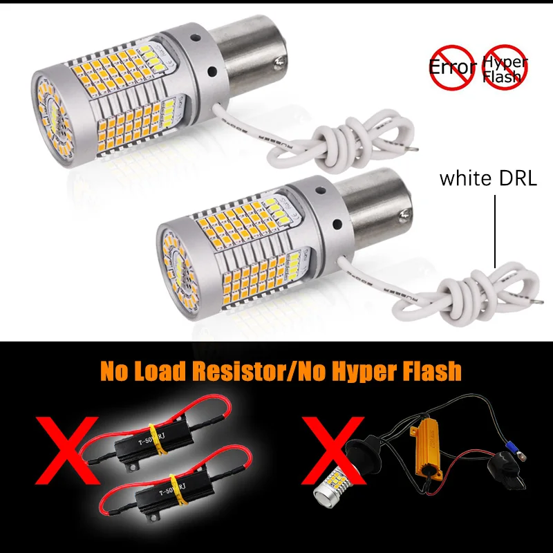Нет Hyper Flash BAU15S 7507 светодиодный 21 Вт BA15S 1156 горки белые/Янтарные лампы для дневных ходовых огней DRL/поворотные сигнальные огни 12 В
