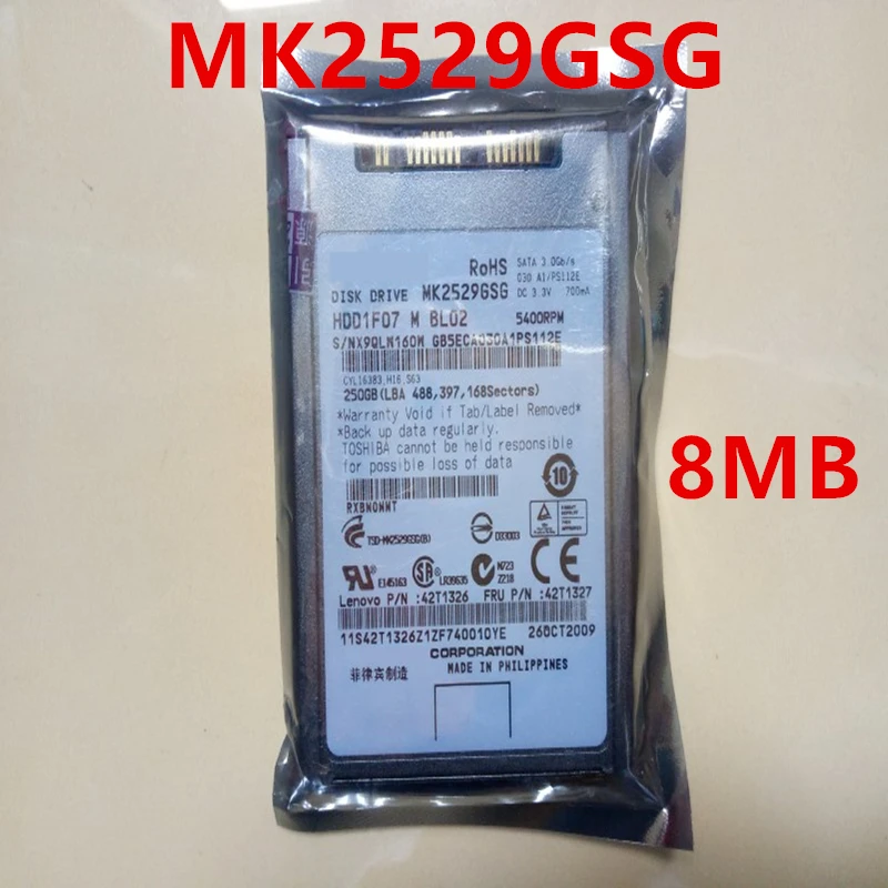 

New Original HDD For Toshiba 250G 1.8" SATA 3 Gb/s 8MB 5400RPM For Internal Hard Disk For Notebook HDD For MK2529GSG