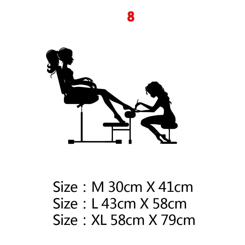 Style8 Creative Wall Decal Nail Salon Wall Art Stickers Vinyl Decals For Nail Salon Room Decor Sticker Vinyl Mural Wallpaper Poster - Цвет: Style8