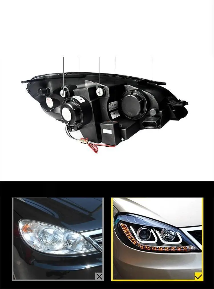 Запчасти в сборе, боковая Поворотная сигнальная лампа Automovil Luces Led Para Auto Drl, автомобильные фары 08 09 10 11 для Volkswagen Lavida