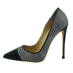 Размеры 34-45; элегантная женская обувь на высоком каблуке с острым носком из Лоскутной Ткани; Повседневная офисная обувь на шпильке