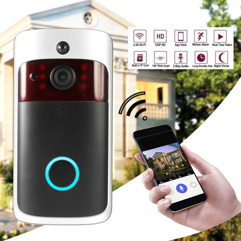 

Smart Wireless WiFi Security DoorBell Smart Video Door Phone Visual Recording Low Power Consumption Remote Home Monitoring