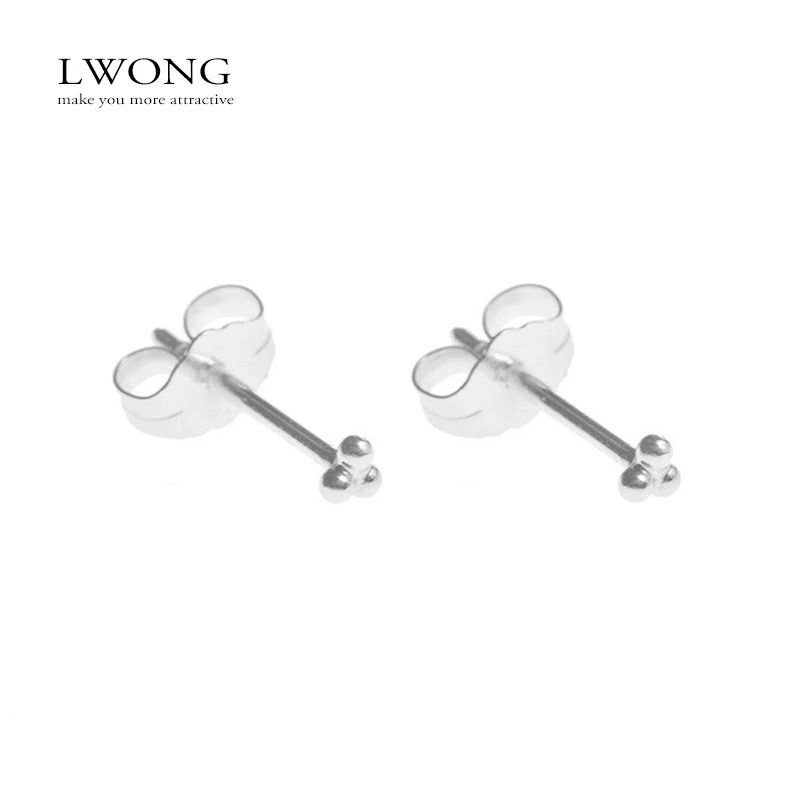Minimalist 925 Sterling Silver Three Ball Stud Earrings Delicate Tiny Dot Small Earrings Cartilage Helix Piercing Earring - Image 2