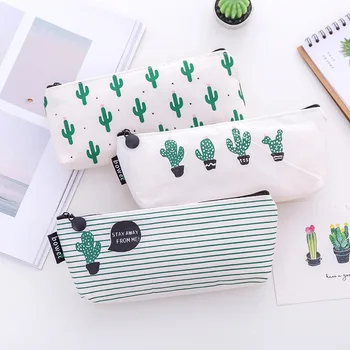

1Pcs Cute Catcus Pomegranate School Stationery Pencil Case Kawaii Canvas Pencil Bags School Student Cosmetic Bag Office Supplies