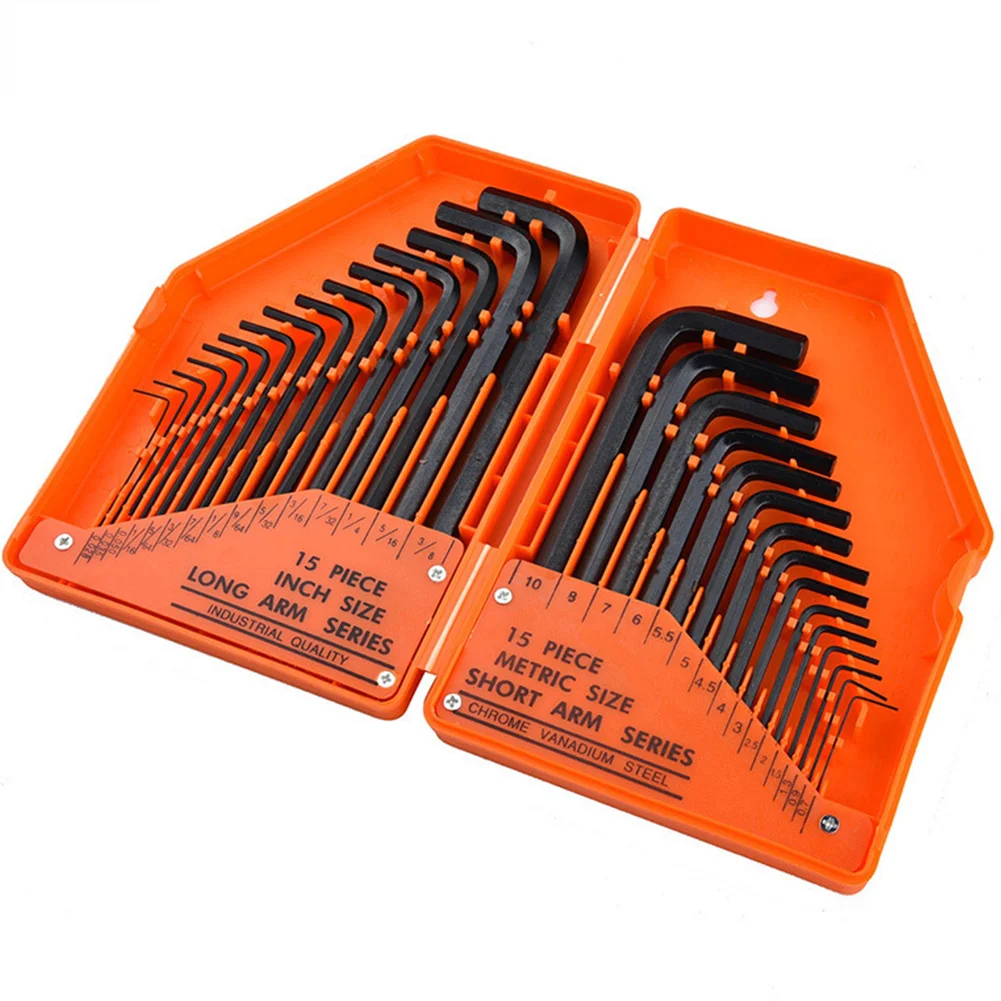 30Pcs/Set Hexagon Long Pattern Wrench Hex Key Allen Manual Metric Hand Tools