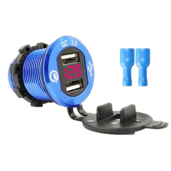 

Color Car Charger Aluminum Alloy Qc3.0 Double Usb Outdoor Car Power Socket Fast Charge For 12V/24V Car Boat Motorcycle Atv
