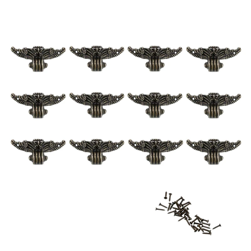 

12 PCS Antique Jewelry Box Feet Leg Wood Case Corner Protector Decorative Furniture Legs for DIY Jewelry Chest Gift Box Wood Box