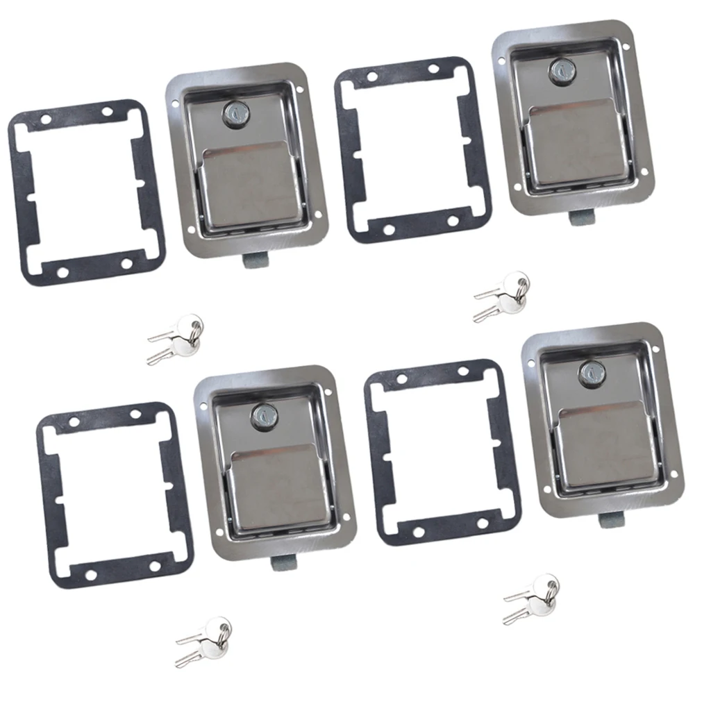 4pcs Yacht RV Stainless Steel Paddle Lock Latch & Key for Tool Box Door