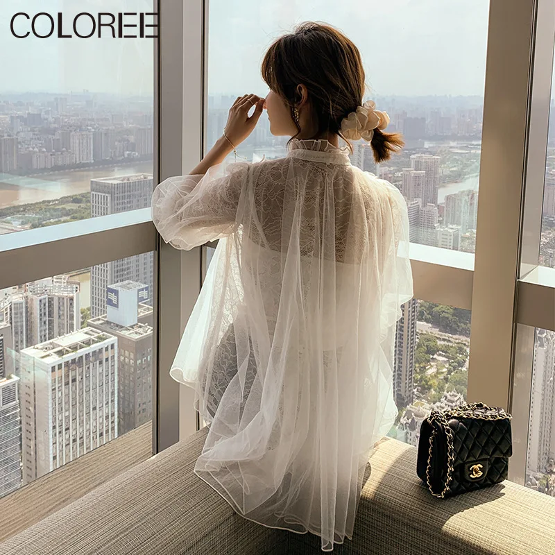 White Puff Sleeve Tops For Women Fashion Elegant