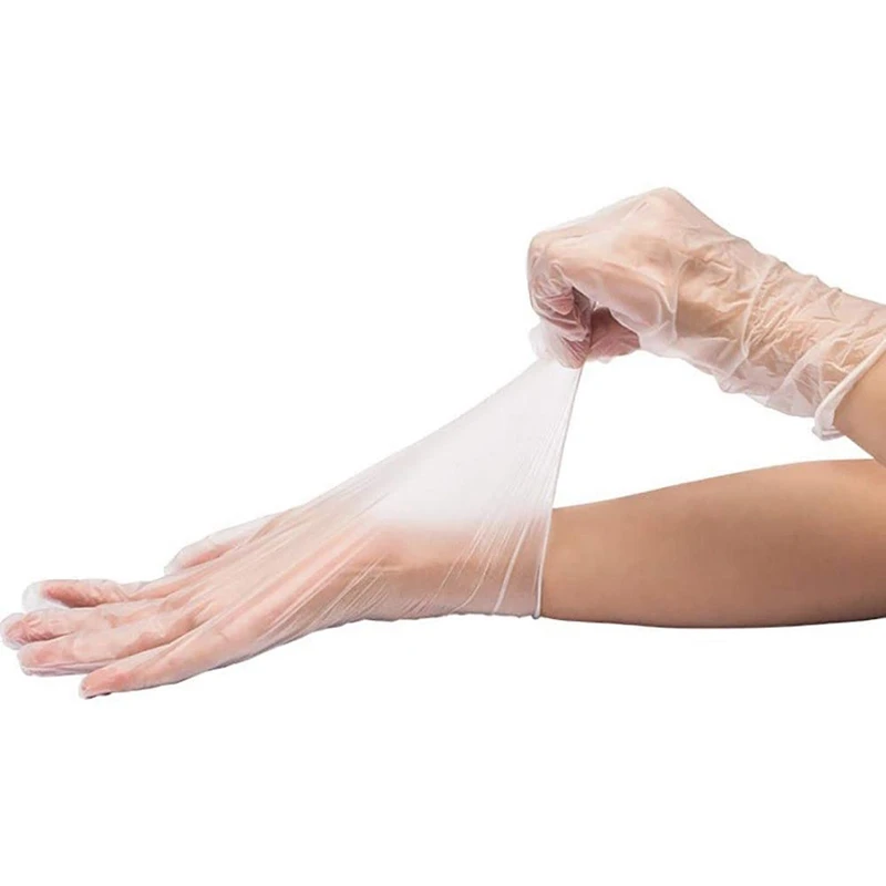 

300Pcs Disposable Gloves Powder-Free Food Grade Protective Gloves Transparent Vinyl Gloves, Large, Transparent