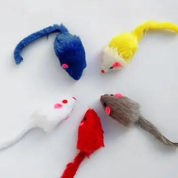 

20pcs Plush Mice with Catnip and Rattle Sound Made of Real Rabbit Cat Toy Mouse