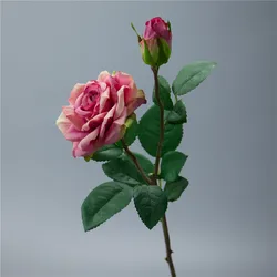 Elegant Real Touch Artificial Rose Bouquet - Latex - Coated Silk for Wedding and Home Décor (Rose Red)