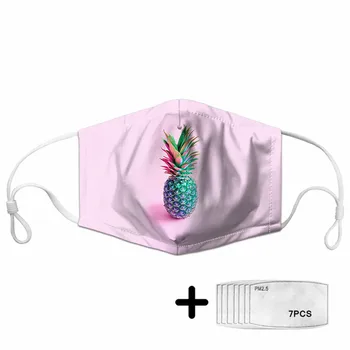 

Fashion Colorful Gradient Pineapple Pattern Reusable Mask Filter Women Pink Face Masks Mouth for Dustproof Windproof Protective