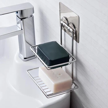 

Free Punch Bathroom Storage Racks Double Suction Cup Soap Rack Creative Wall-mounted Soap Rack High Quality Drain Soap Racks