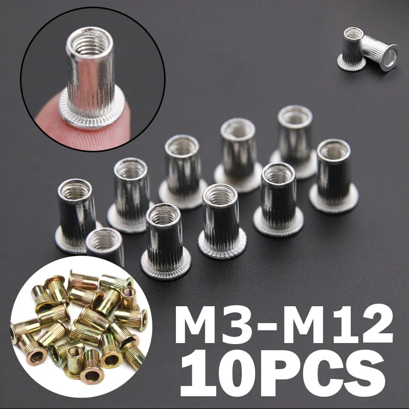 10Pcs Aluminum Alloy/ Carbon Steel, Zinc Plated M3 M4 M5 M6 M8 Rivet
