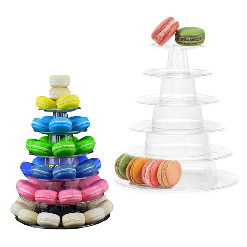 6 Tier Macaron Tower Stand for Wedding Birthday Party,PVC Display Stand for Cupcake Cake