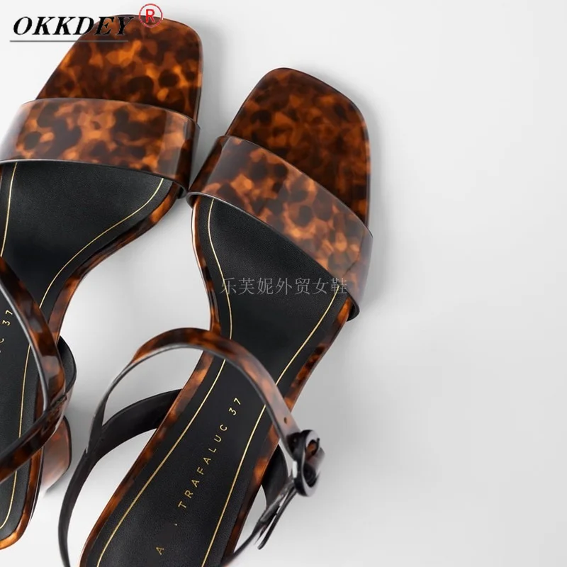 2021 Summer New Sandals Casual Sexy Tortoiseshell Wide-heeled Buckle  Open-toe High-heeled Classic High-quality Womenu0026#39;s Shoes - Women's  Sandals - AliExpress