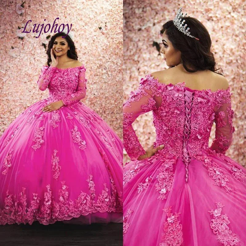 

Long Sleeve Quinceanera Dresses Ball Gown Plus Size 15 year old Sixteen Sweet 16 Dress Prom Dress debutante