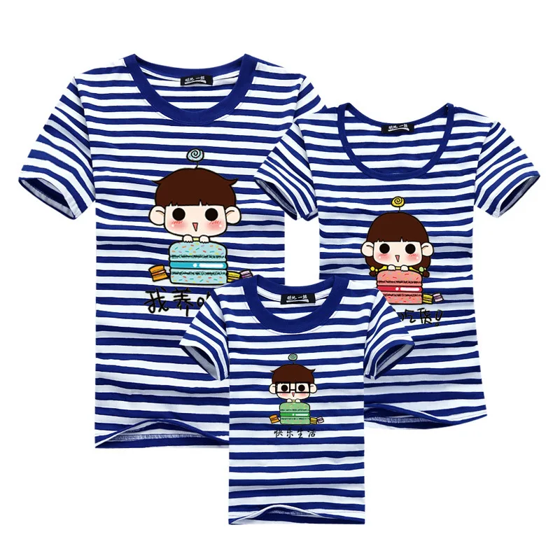 

T-shirt Parent-Child Cartoon Printed Pattern Pure Plain T-shirt Lovely Leisure Basic T-shirt Summer Interesting Shirt Parent-Chi
