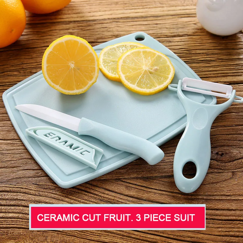

Ceramic Knife Set Exquisite Chef Knife Peeler Fruit Vegetable Peeling Planing Cooking Utility Mini Cutting Board Antibacterial