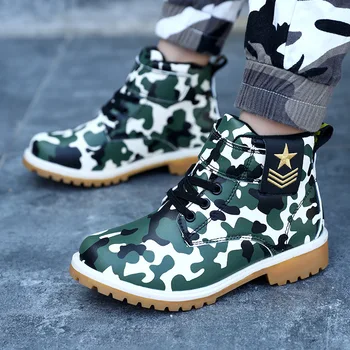 

Autumn Winter Boots for Kids Boys Waterproof Camouflage Print Children's Shoes Fashion Boots for Child Outdoor Sneakers