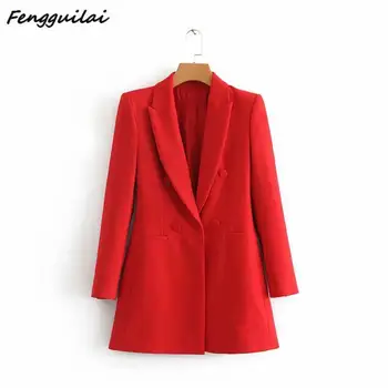 

Spring Suit Blazer Women Double Breasted Slim Long Sleeve Blazer Outerwear Mujer Christmas Casual Black Red Suit Jacket Ladies