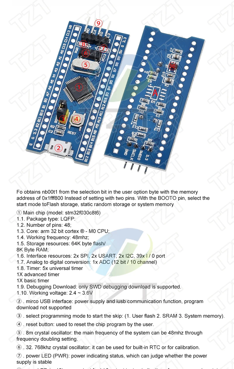 TZT STM32F103C8T6 CH32F103C8T6 ARM STM32 Minimales System-Entwicklungsboard STM32F401 STM32F411 + ST-LINK V2 Download-Programmierer – Detail 15