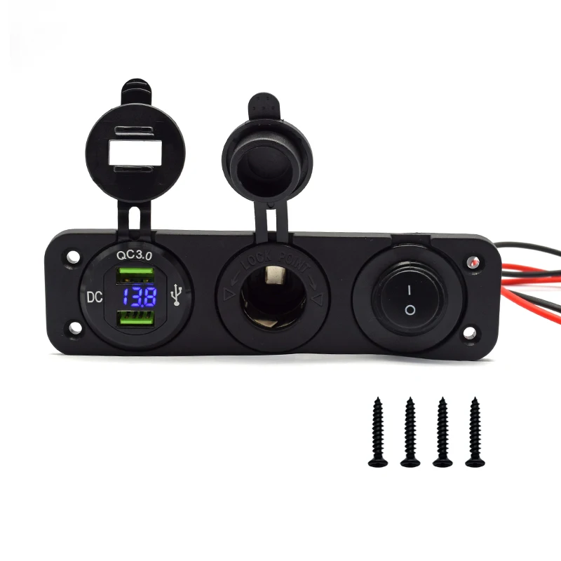 

Cigarette Lighter Socket Splitter 12V Dual USB Charger Power Adapter Outlet for Car Boat Marine Motorcycle Scooter RV DIY Kit