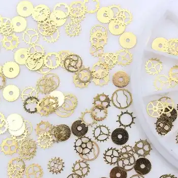 

3D Golden Time Gear Nail Jewelry Decoration Nail DIY Bronze Steampunk Copper Nail Ornament Manicure Nail Art Mechanical She Y7H0