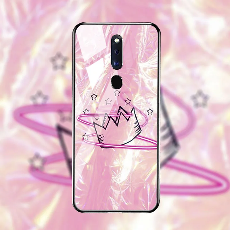Чехол для телефона из закаленного стекла для OPPO F11 K1 Reno z, стеклянный чехол с цветком розы для OPPO F11 pro realme X lite Find X Cover