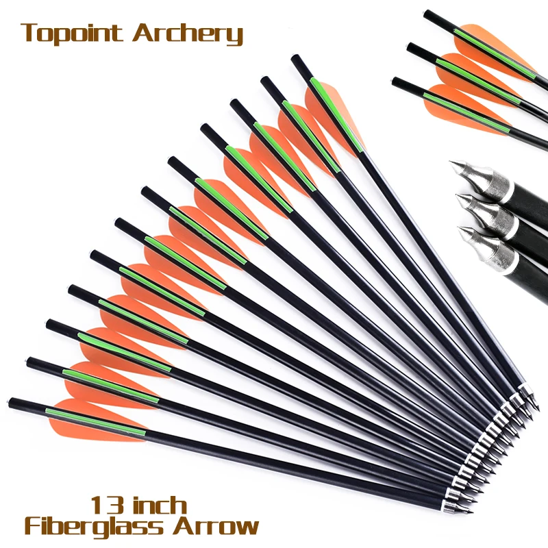 

13/16/18/20-Inch Crossbow Bolt Fiberglass Arrows Green/White Feather Replaceable Arrowhead For Arrows for Bow Hunting Archery