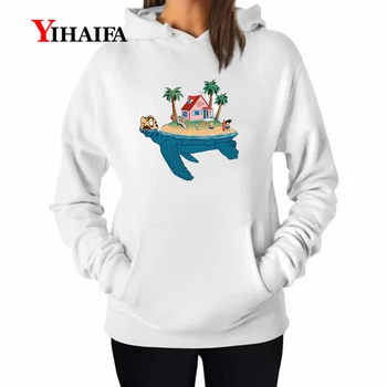 

YIAHIFA Women Sweatshirts Dragon Ball Z Beach Tree Print Creative itself Woman Hoodies Long Sleeve Blouse Tops