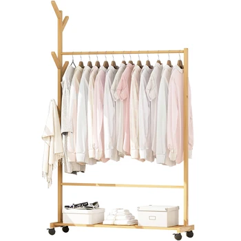 

Simple Clothes Rack, Solid Wood Bedroom, Clothes Rack, Floor Room, Clothes Storage Rack, Household Simple and Modern