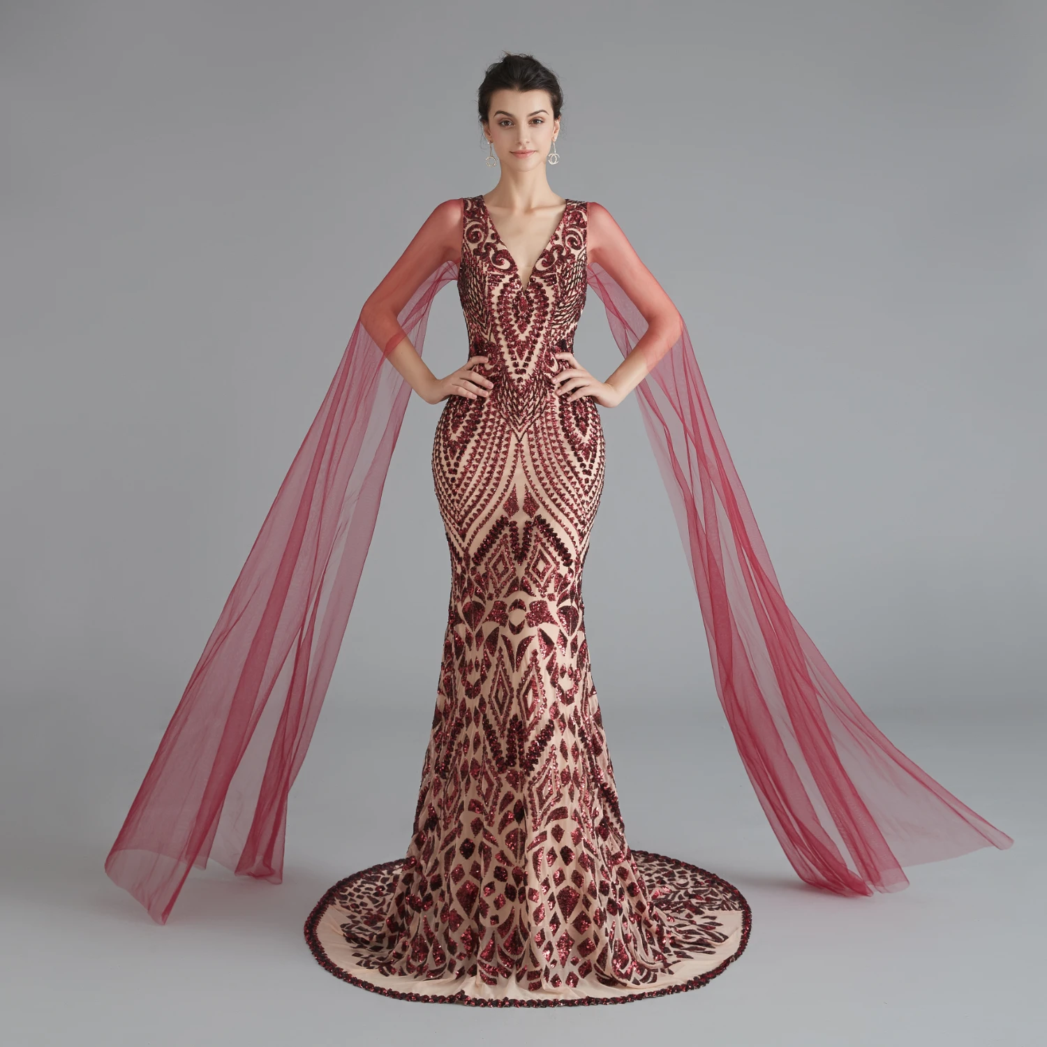 Женское вечернее платье длинное формальное с блестками 1920s кружевное Русалочки