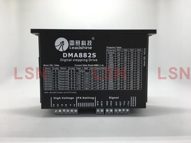 

3pcs/lot Leadshine 2phase High-precision stepper drive DM882S NEMA 23-34 mode motor work 36-80VDC out 1.0A-8.2A 512 microstep