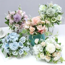 

11pcs Flower Bouquet Artificial Fake Flowers Ball Chrysanthemum Daisy Home Living Room Bedroom Decoration Valentines Day Wedding