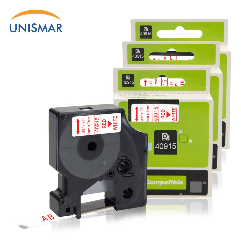 Unismar 3 шт. 40915 красный на белом 9 мм лента для маркировки Dymo LabelManager 160 280 210D PNP 420P 260 360D LabelWriter 450 400 принтер