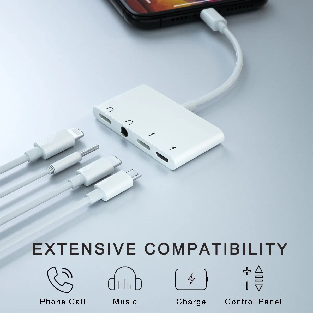 Переходник с подсветкой на 3 5 мм двойным зарядным портом Micro для телефона 11 Xs Xr X 8