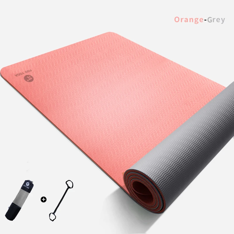 orange-gray PIDO Йога 183*61*0,6 см двойной цвет коврик для йоги с позиционной линией толстые Горячие йога пилатес коврики гимнастика Pranamat фитнес Коврик - Цвет: orange-gray