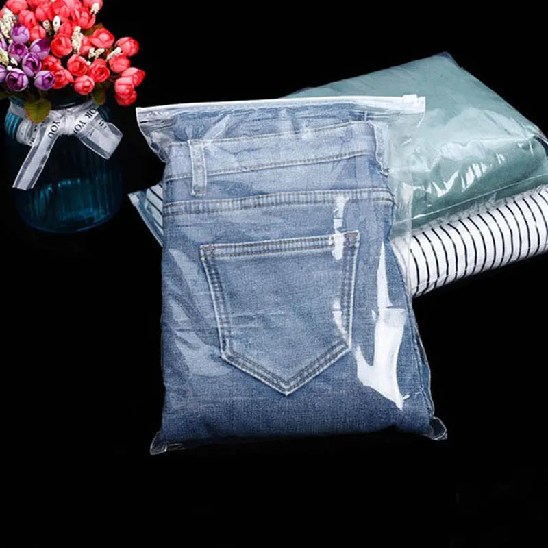 500 шт печать логотипа прозрачный пластиковый пакет одежда многоразовые Ziplock мешок носки полотенце футболка одежда платья Сумки