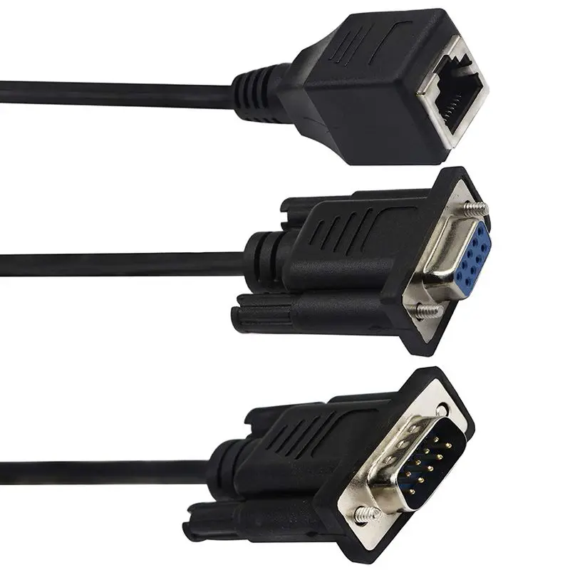 RJ45 для RS232 кабель, DB9 9-контактный последовательный Порты и разъёмы женский и мужской к RJ45 женский Cat5/6 Ethernet LAN консоли(18 см/7 дюймов) 2 шт. в упаковке