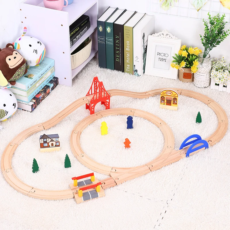 

Wooden Train Track Simple Set Children's Toys Compatible with Major Brand Track Blocks Puzzles Educational Toys For Children's