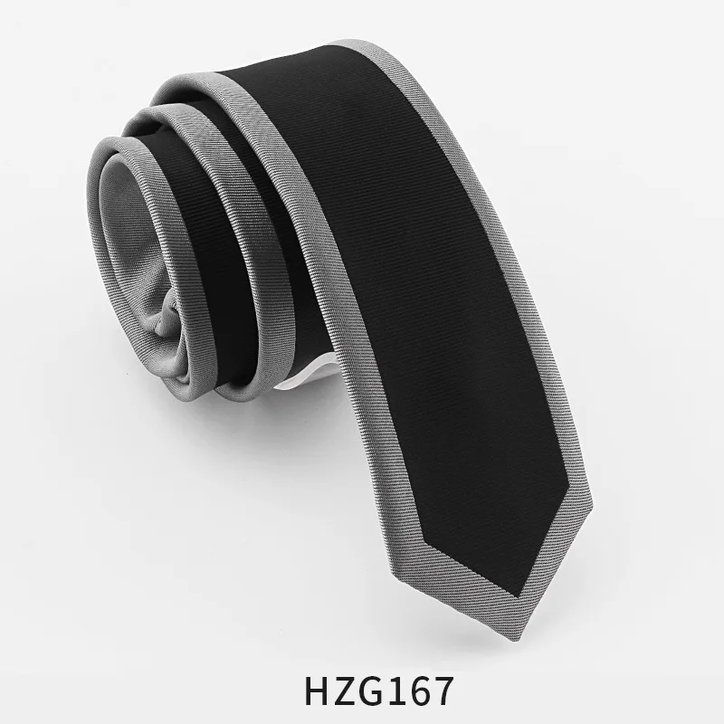 HZG167 Высокое качество новые дизайнерские бренды модные деловые повседневные 5,5 см тонкие галстуки для мужчин обтягивающие Галстуки рабочие с подарочной коробкой черные - Цвет: HZG167